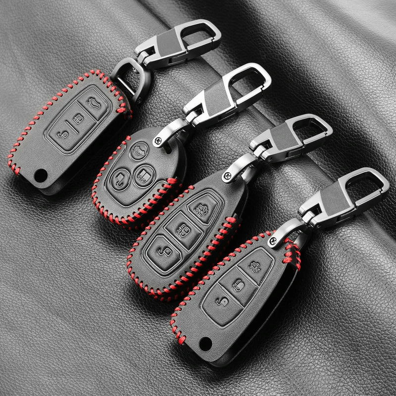 Car Styling Leather key chain ring cover case holder For Ford Focus 2 3 4 MK2 MK3 MK4 Kuga Edge Mondeo Fusion Ecosport Fiesta - PST PS Tradings