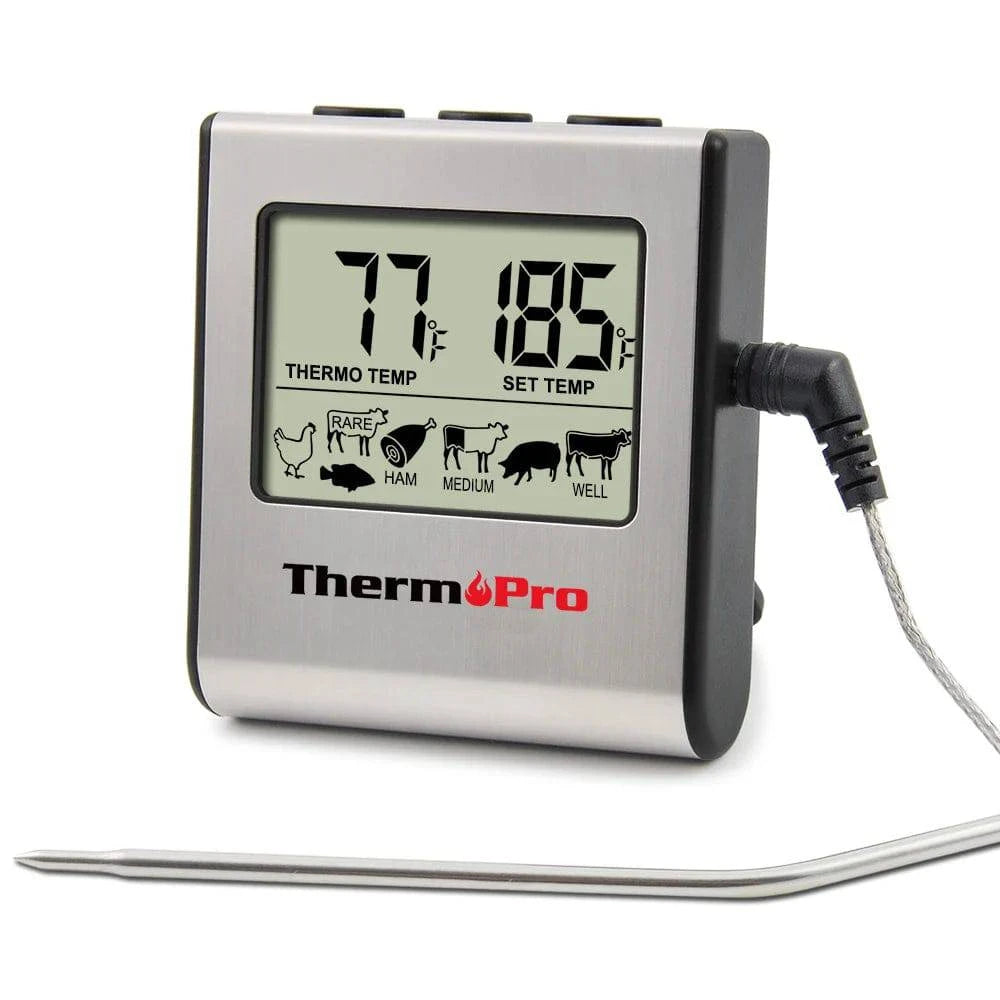 ThermoPro TP-16 Digital Thermometer For Oven Smoker Candy Liquid Kitchen Cooking Grilling Meat BBQ Thermometer and Timer - Property & Safety Tradings