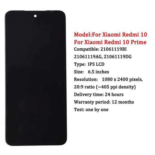 For Xiaomi Redmi 10 LCD Display Touch Panel Screen Digitizer Assembly Pantalla For Redmi 10 2022 21061119AG LCD Frame - Property & Safety Tradings