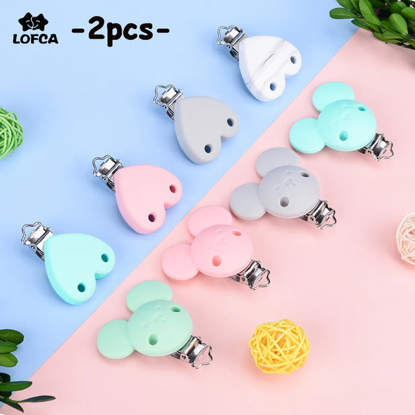 2PCS Lofca Silicone Clips Round Shaped Baby Pacifier Round Clips BPA Free DIY Pacifier for Chain Nursing Teething - PST PS Tradings