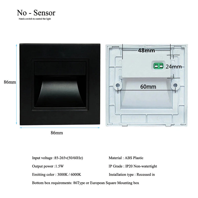 Einbau in LED-Treppen licht 85-265V Wand leuchte Beleuchtung Schritt Treppe Gang Lampen warm kühl weiß Keller Durchgang Fuß lichter