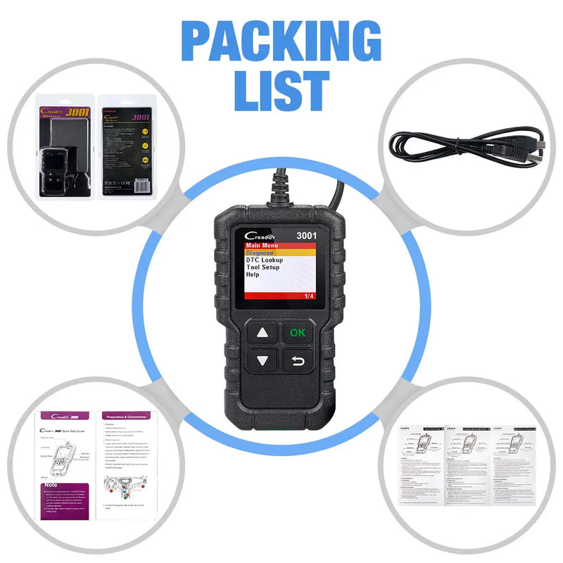 Launch X431 CR3001 Support Full OBDII/EOBD function Creader 3001 diagnostic tool Multilingual code reader scanner PK CR319 OM123 - PST PS Tradings