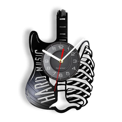 Acoustic Guitar Wall Art Wall Clock Musical Instrument Home Interior Wall Decor Vinyl Record Wall Clock Rock n Roll Musical Gift - Property & Safety Tradings