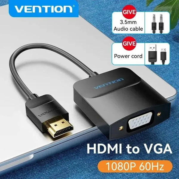 Vention HDMI to VGA Adapter 1080P HD Male to VGA Female Converter With 3.5 Jack Audio Cable for Xbox PS4 PC Laptop Projector - Property & Safety Tradings