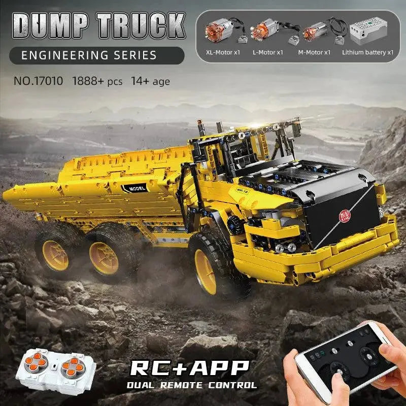 MOULD KING 17010 Technical Car Engineering Vehicle Toys APP RC Dump Truck Set Blocks MOC-8002 Bricks Christmas Gifts For Boys - Property & Safety Tradings