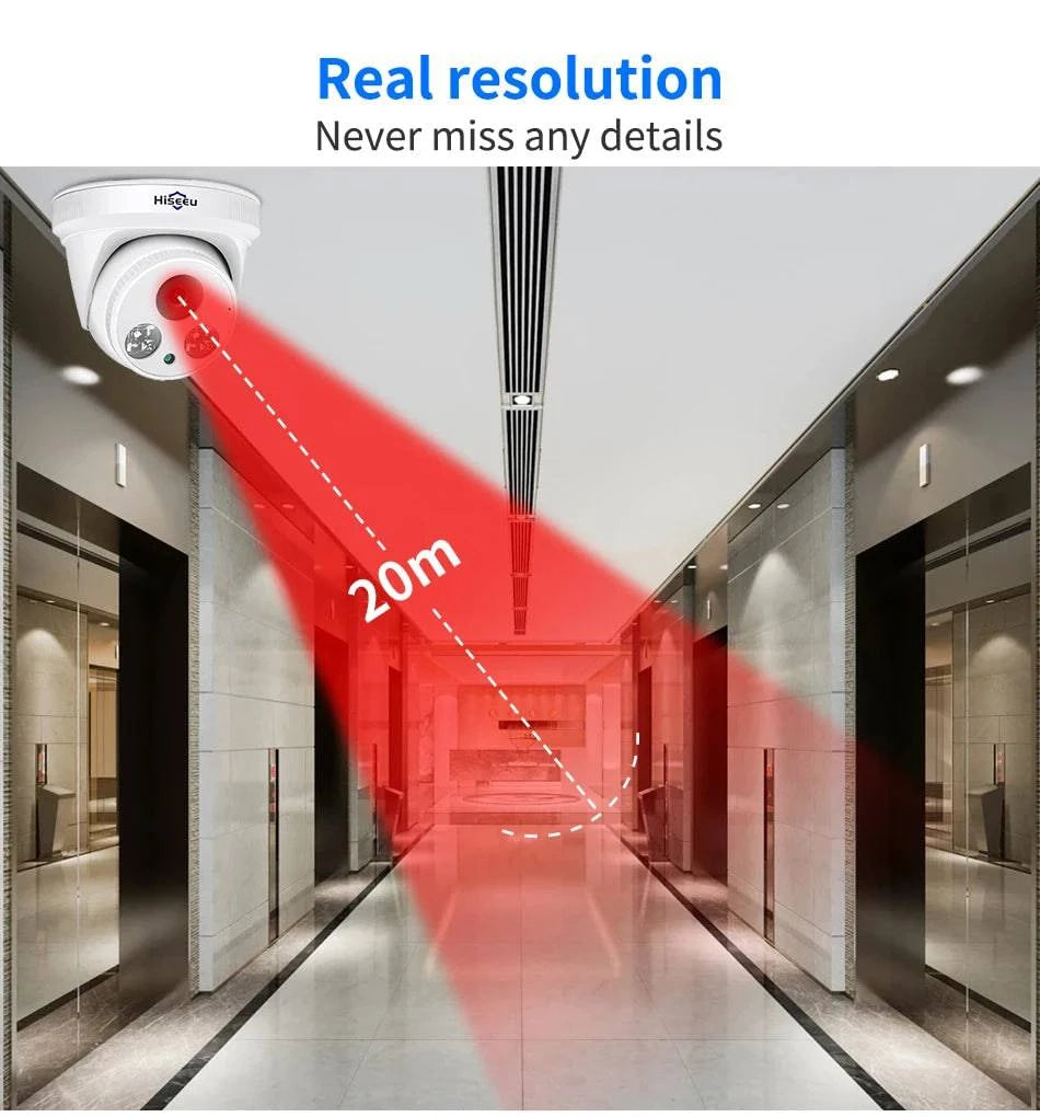 Hiseeu 5MP 3MP POE IP Security Surveillance Camera H.265+ Dome CCTV ONVIF Audio Record Motion Detection Indoor Home Roof - Property & Safety Tradings