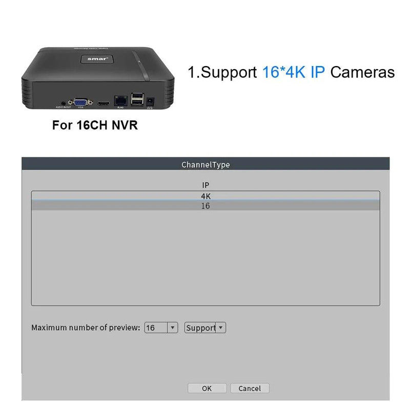 Smar H.265 Max 4K Output CCTV NVR Face Detection 9CH 10CH /16CH 32CH  4K Security Video Recorder Motion Detect P2P Onvif XMEYE - Property & Safety Tradings