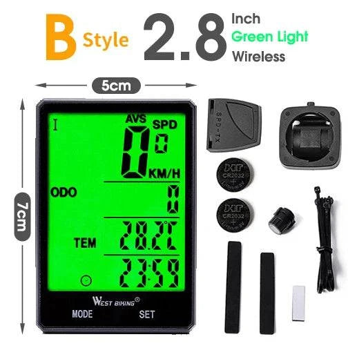 WEST BIKING 2.8 inch Bicycle Computer Large Screen Speedometer Wireless Wired Waterproof Sensor Cycling Odometer Bike Computer - PST PS Tradings