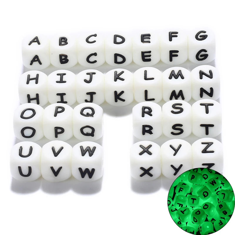 26Pcs Silicone English Letter Beads 12mm Alphabet Silicone Chewing Bead for Pacifier Clip Chain Teether Accessories BPA Free - PST PS Tradings