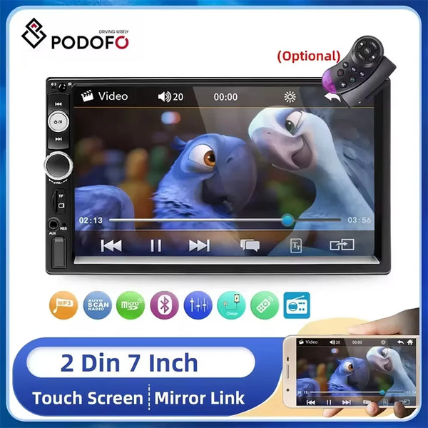 Podofo 2 Din Car Radio 7" Bluetooth Stereo 2din Video Multimedia Player Autoradio Touch Screen Auto Radio For Universal VW Kia - PST PS Tradings