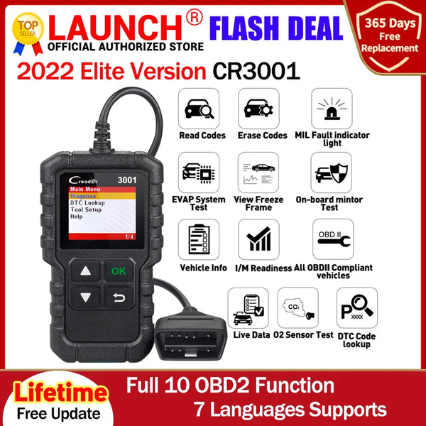 Launch X431 CR3001 Support Full OBDII/EOBD function Creader 3001 diagnostic tool Multilingual code reader scanner PK CR319 OM123 - PST PS Tradings