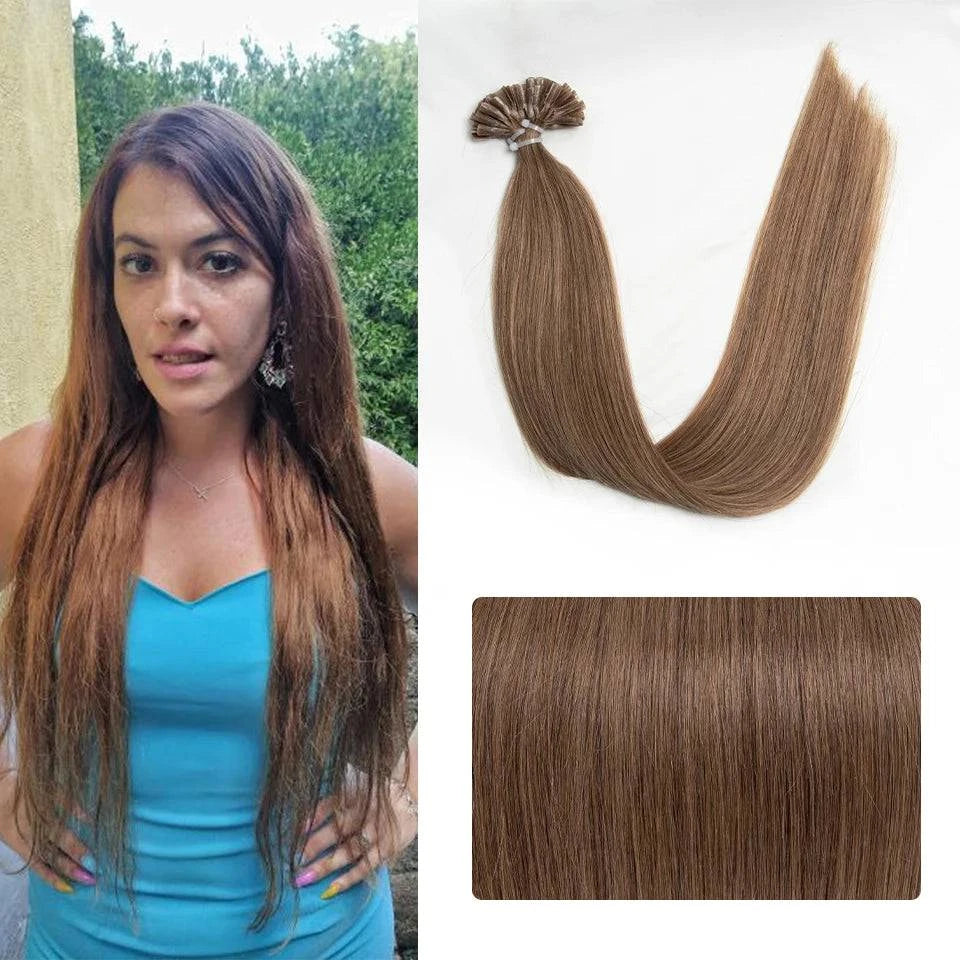 U Tip Fusion Hair Extensions Blonde Natural Real Human Hair Extensions 1.5cm Keratin Hair Capsules 50pcs 30g 40g 50g 12-24inch - PST PS Tradings