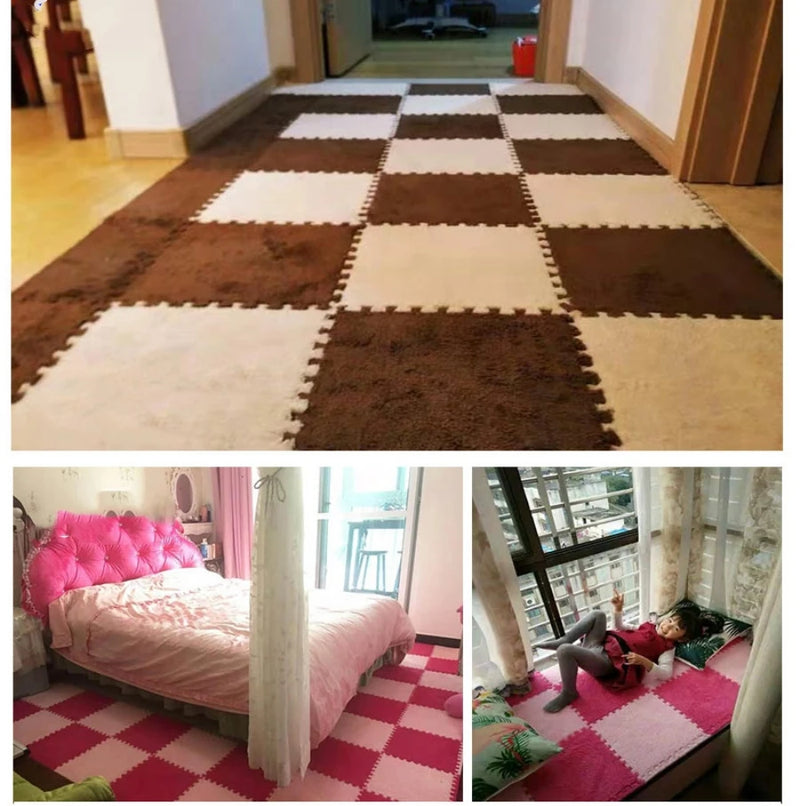 5/10/20 Pcs DIY 30*30*1.1-1.2cm Thick Living Room Bedroom  Kids Room Soft Carpet Magic Patchwork Jigsaw Splice Baby Climbing Mat