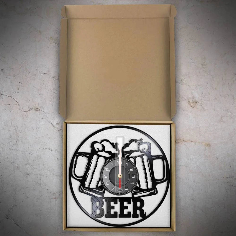 Beer Bar Wall Decor Modern Clock Drinking Hour Pub Vinyl Record Wall Clock Wall Watch Beer Club Decor - Property & Safety Tradings