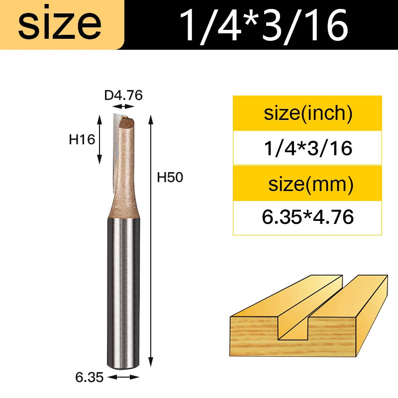 Tideway Straight Router Bits 1/2 1/4 Shank Double Flute Plunge Milling Cutter Carbide Tipped Woodworking Trimming Slotting Tool