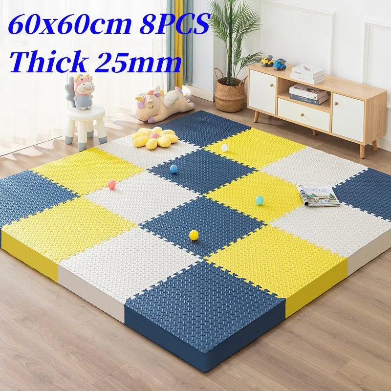 Foot Mat 60x60cm Floor Noise Mat 8PCS Thick 2.5cm Tatame Baby Play Mat Activities Mat for Baby Folding Carpet Game Puzzle Mat - PST PS Tradings