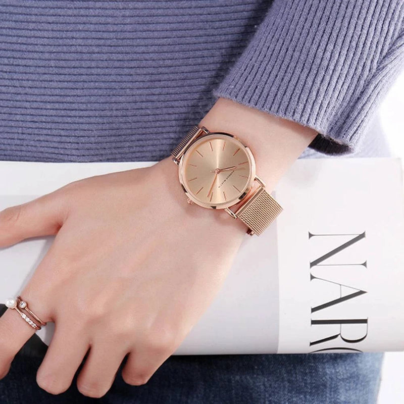 Drop Shipping A++++ Quality Stainless Steel Band Japan Quartz Movement Waterproof Women Full Rose Gold Ladies Luxury Wrist Watch - Property & Safety Tradings