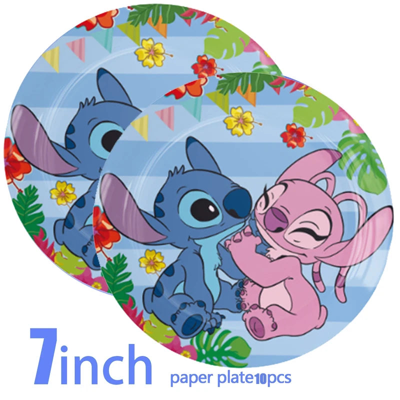 Stitch Decoration Birthday Lilo and Stitch Balloons Noise Maker Disposable Tableware Tablecloth Cups Plates Napkins Party Kit - Property & Safety Tradings