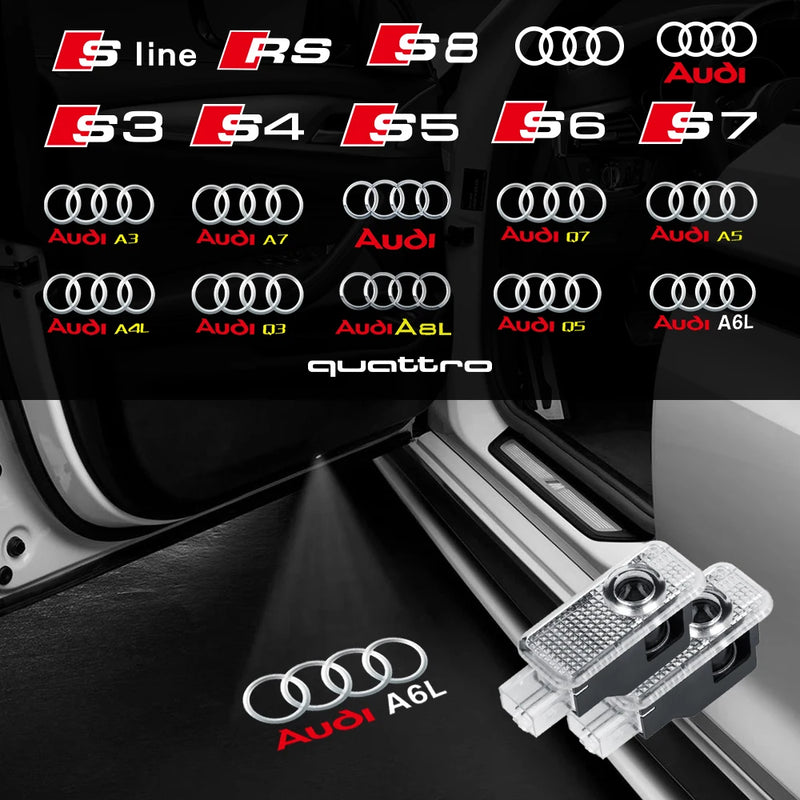 For Audi A3 8V 8P A6L A5 A7 Q3 Q5 Q7 A4 B5 B6 B7 B8 A1 RS TT S3 S6 Sline Quattro Car Door HD Welcome Light Laser Projector Lamp - PST PS Tradings