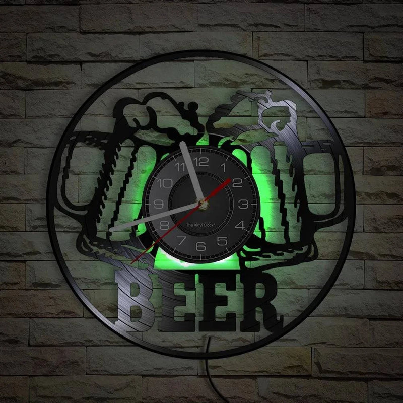 Beer Bar Wall Decor Modern Clock Drinking Hour Pub Vinyl Record Wall Clock Wall Watch Beer Club Decor - PST PS Tradings