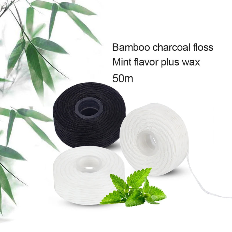 3 Pcs 50m Bamboo Charcoal Dental Flosser Tooth Oral Care Dental Floss Teeth Flosser Teeth Cleaning Tooth Pick