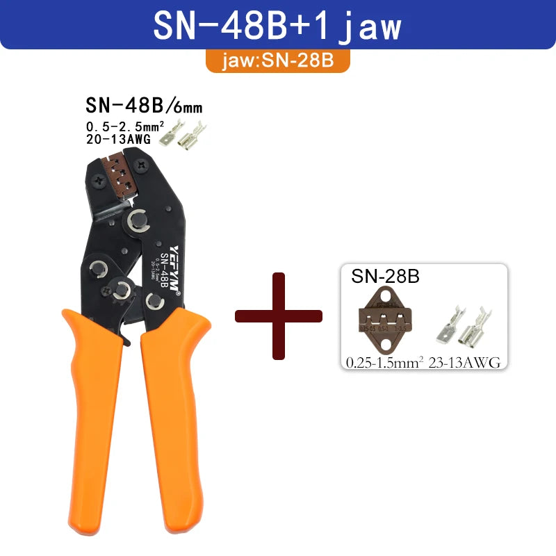 SN-48B SN-2 Wire Crimping Pliers 0.5-2.5mm2 20-13AWG for Box TAB 2.8 4.8 6.3 SM2.5 XH2.54 Terminals Sets Electrical Hand Tools