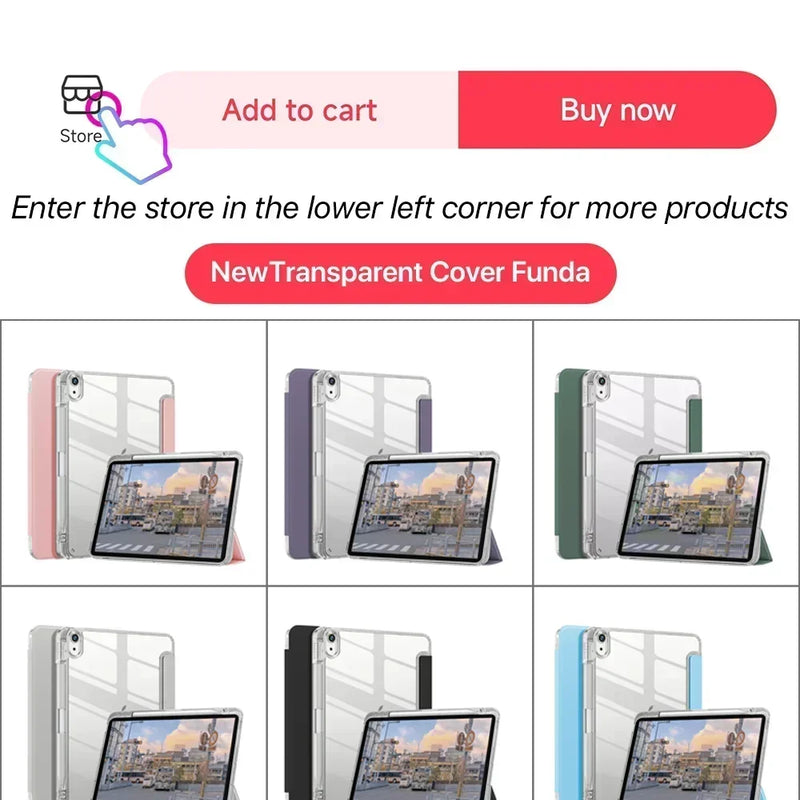 For iPad Pro 11 12.9 Case 2022 2021 2020  Tabet Cover for iPad Pro 11 Air 4 5 10.9 10 10th Generatuon Mini 6 Pencil Holder Cases - PST PS Tradings