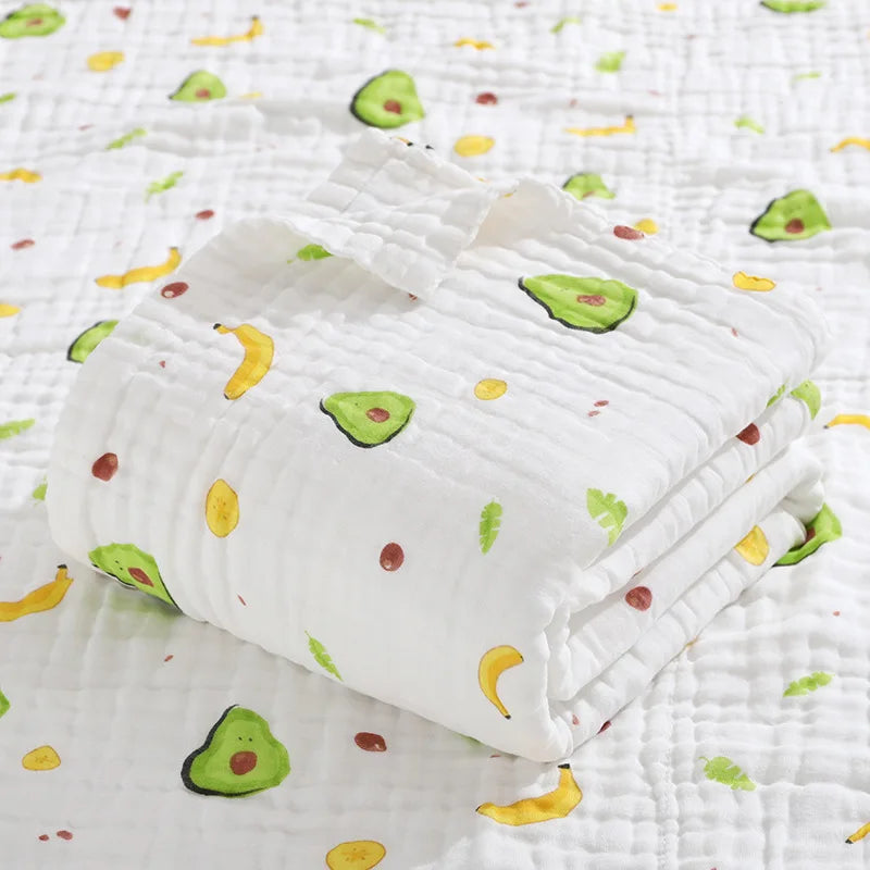 Environmental Breathable Newborn Baby Cotton Gauze Printed Muslin Swaddle Blanket 6 Layers Baby Bath Towel - PST PS Tradings