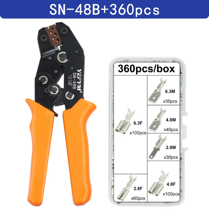 SN-48B SN-2 Wire Crimping Pliers 0.5-2.5mm2 20-13AWG for Box TAB 2.8 4.8 6.3 SM2.5 XH2.54 Terminals Sets Electrical Hand Tools