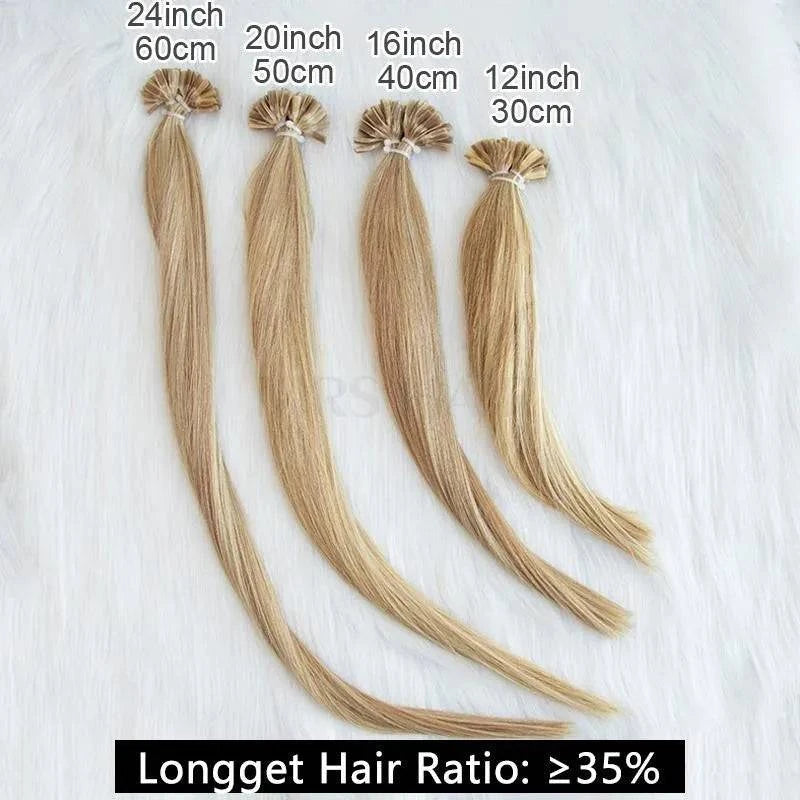 U Tip Fusion Hair Extensions Blonde Natural Real Human Hair Extensions 1.5cm Keratin Hair Capsules 50pcs 30g 40g 50g 12-24inch - Property & Safety Tradings