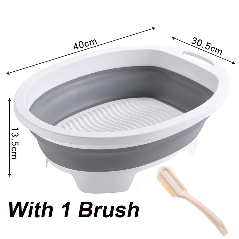 Portable Hand Washing Foldable Basin With Brush Home School Dormitory Washboard Basin For Clothes Cleaning Tools - PST PS Tradings