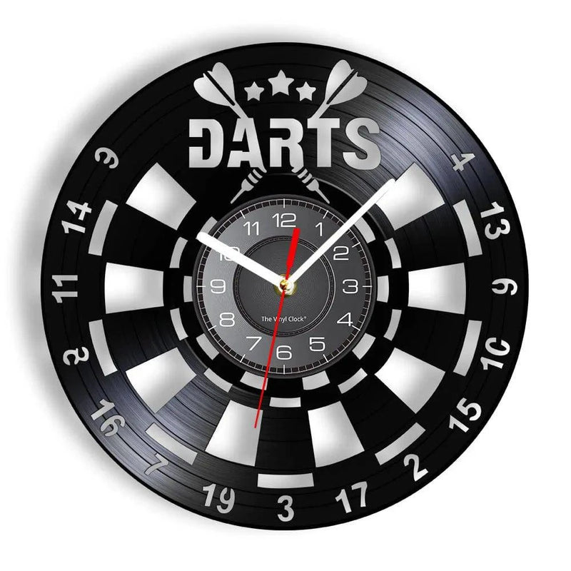 Darts Wall Art Man Cave Game Room Decoration Modern Wall Clock Dart Board Pub Bar Darts Game Night Club Vinyl Record Wall Clock - Property & Safety Tradings