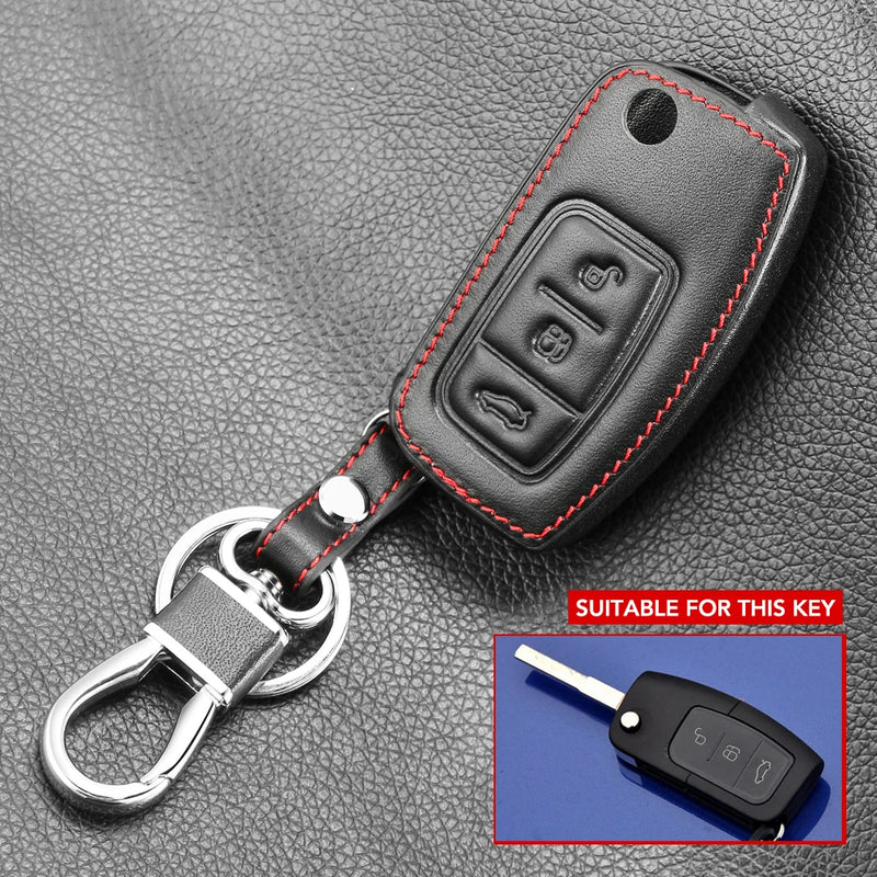 Car Styling Leather key chain ring cover case holder For Ford Focus 2 3 4 MK2 MK3 MK4 Kuga Edge Mondeo Fusion Ecosport Fiesta - PST PS Tradings