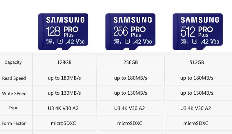 SAMSUNG EVO Plus Micro SD Card 128GB 64GB 512GB 256GB Micro SD Pro Plus Flash Memory Card SD Memory U1 U3 4K Microsd TF Cards