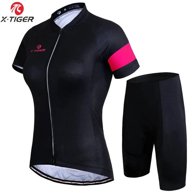 X-Tiger Women's Cycling Jersey Set Summer Anti-UV Cycling Bicycle Clothing Quick-Dry Mountain Female Bike Clothes Cycling Set - Property & Safety Tradings