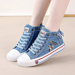 Spring Autumn Casual Sports Walking Skateboard Lace-up Fashion Femmes Women's classic Sneakers Denim Canvas Shoes Large Size 43 - PST PS Tradings