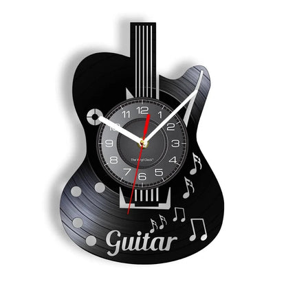 Acoustic Guitar Wall Art Wall Clock Musical Instrument Home Interior Wall Decor Vinyl Record Wall Clock Rock n Roll Musical Gift - PST PS Tradings