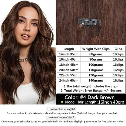 MRSHAIR Clip in Hair Extension Human Hair Real Natural Clip in Hair Extension Double Weft Full Head 7PCS Clip Ins For Add Volume - Property & Safety Tradings