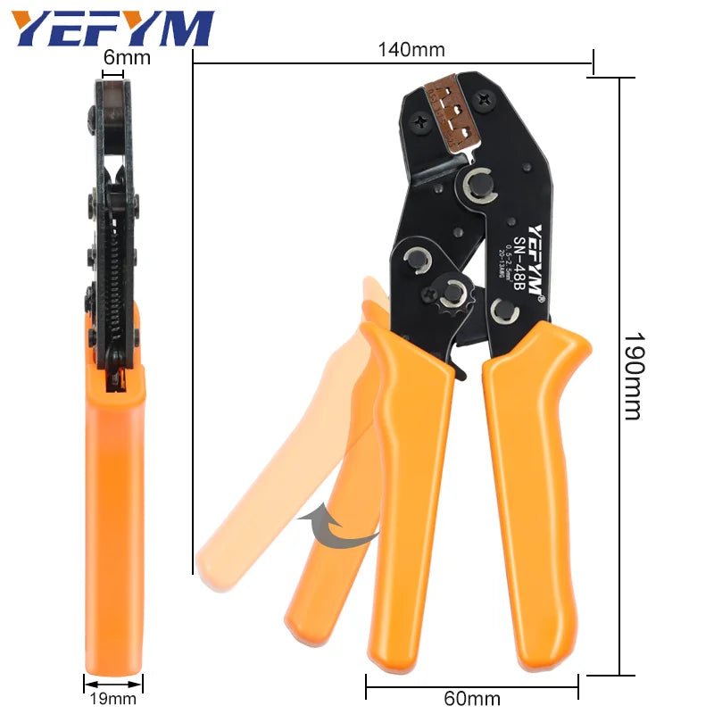 SN-48B SN-2 Wire Crimping Pliers 0.5-2.5mm2 20-13AWG for Box TAB 2.8 4.8 6.3 SM2.5 XH2.54 Terminals Sets Electrical Hand Tools