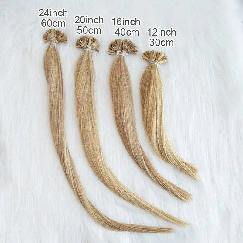 U Tip Fusion Hair Extensions Blonde Natural Real Human Hair Extensions 1.5cm Keratin Hair Capsules 50pcs 30g 40g 50g 12-24inch - Property & Safety Tradings