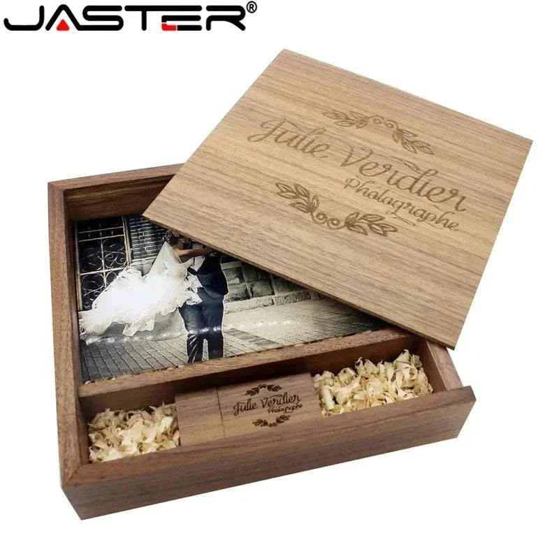 JASTER Maple Photo Album Wood USB+Box Memory Stick Pendrive 8GB 16GB 32GB 64GB 128GB Photography Gift Free LOGO (170*170*35 MM) - PST PS Tradings