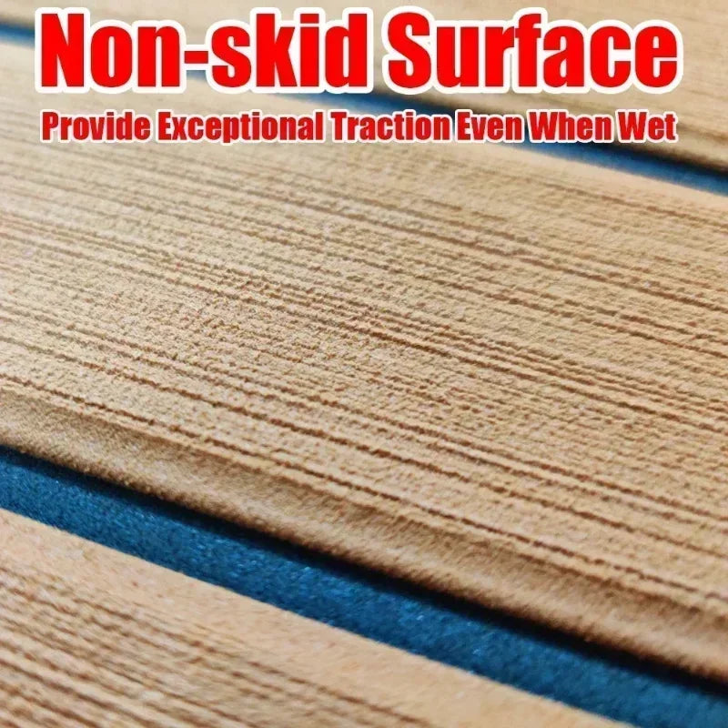 580x2400x5mm EVA Foam Faux Teak Boat Decking Mat Brown Deck Sheet Yacht Flooring Anti Skid Mat Self Adhesive Vehicle Pad