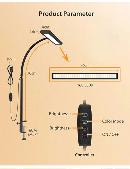 LED Desk Lamp for Office Home, Eye-Caring Desk Light Lamp with Stepless Dimming Adjustable Flexible Gooseneck Adjustable Light - Property & Safety Tradings