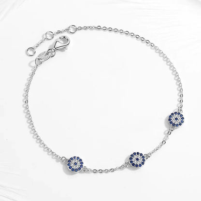 KALETINE Evil Eye Armbänder für Frauen, 925er Sterlingsilber, Paar-Armband, blau, rund, blau, CZ, Glücksbringer, Schmuck KLTB064