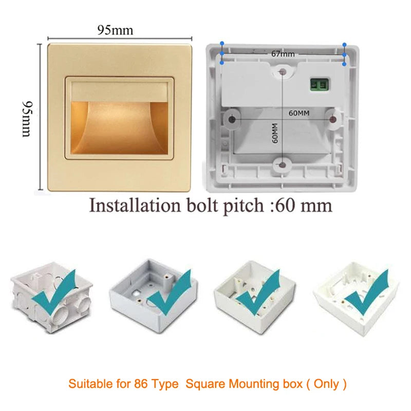 Einbau in LED-Treppen licht 85-265V Wand leuchte Beleuchtung Schritt Treppe Gang Lampen warm kühl weiß Keller Durchgang Fuß lichter