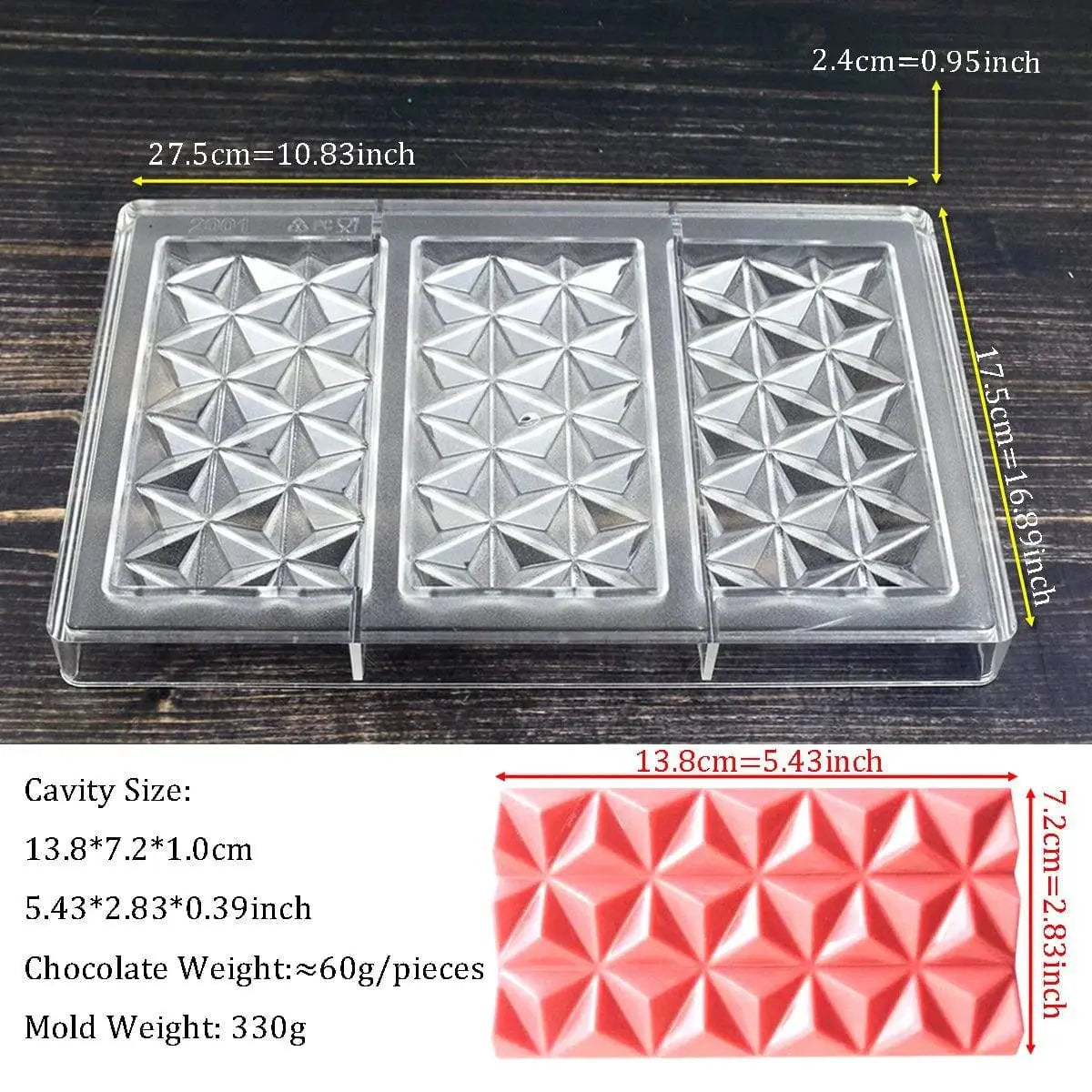 Polycarbonate Chocolate Molds for Chocolate Professional Baking Candy Bonbons Bar Acrylic Mould Confectionery Bakery Utensils - Property & Safety Tradings