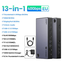 UGREEN Thunderbolt4 Docking Station 13-in-1 40Gbps Triple 4K 60Hz Single 8K 30Hz with HDMI DP RJ45 SD&TF 4.0 for MacBook Laptop - Property & Safety Tradings