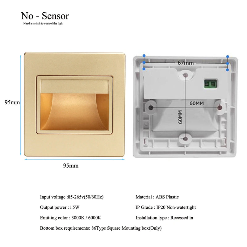 Einbau in LED-Treppen licht 85-265V Wand leuchte Beleuchtung Schritt Treppe Gang Lampen warm kühl weiß Keller Durchgang Fuß lichter