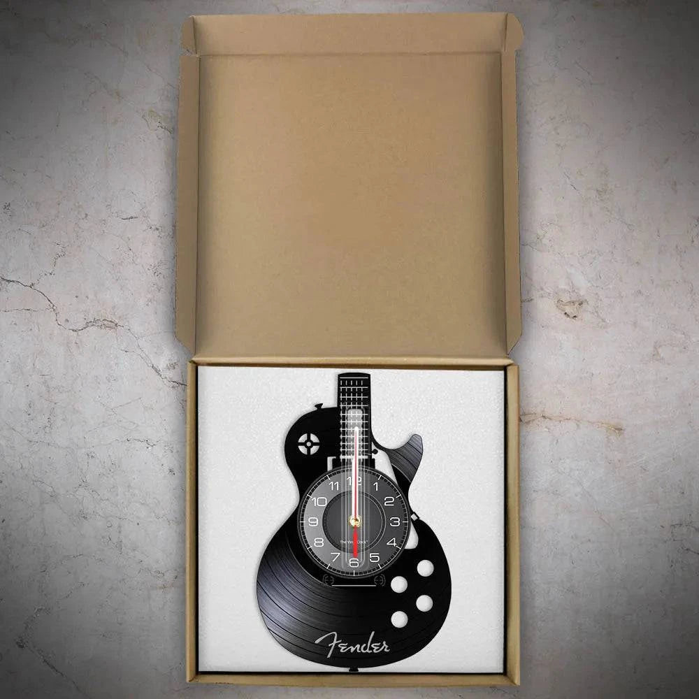 Acoustic Guitar Wall Art Wall Clock Musical Instrument Home Interior Wall Decor Vinyl Record Wall Clock Rock n Roll Musical Gift - PST PS Tradings