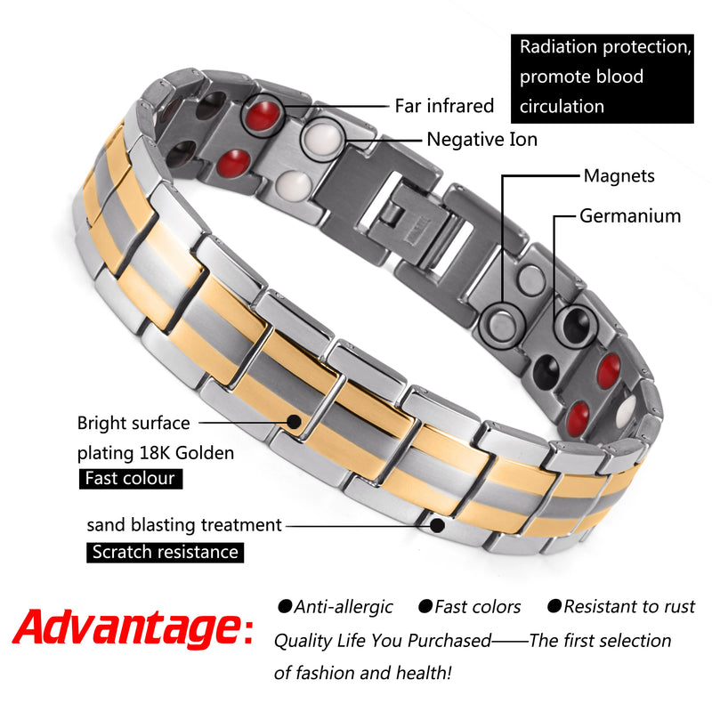 WelMag Modeschmuck Healing FIR Magnetische Armbänder Titan Bio Energie Armband Für Männer Blutdruck Zubehör Armband